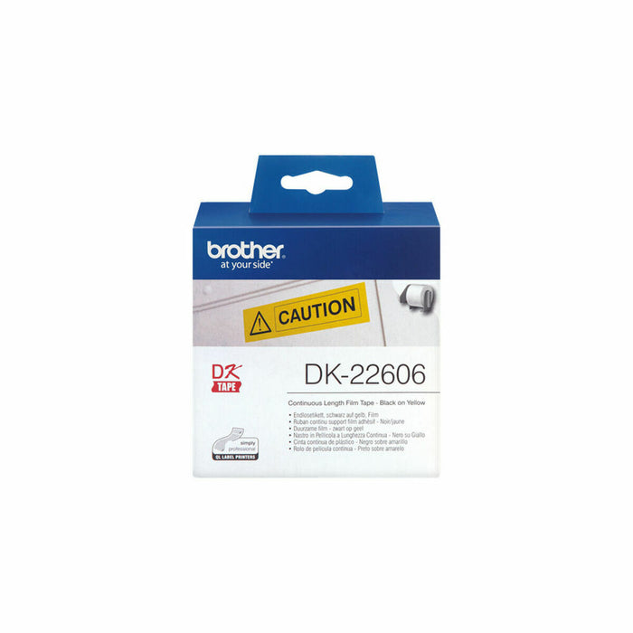 Laminated Tape for Labelling Machines Brother DK-22606 Black/Yellow 62 mm x 15,24 m