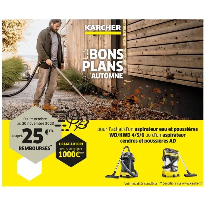 Aspirateur eau et poussiere KARCHER WD 6 P S V-30/6/22/T - Cuve inox 30 L - 1300W (Prise électroportative et fonction soufflerie)