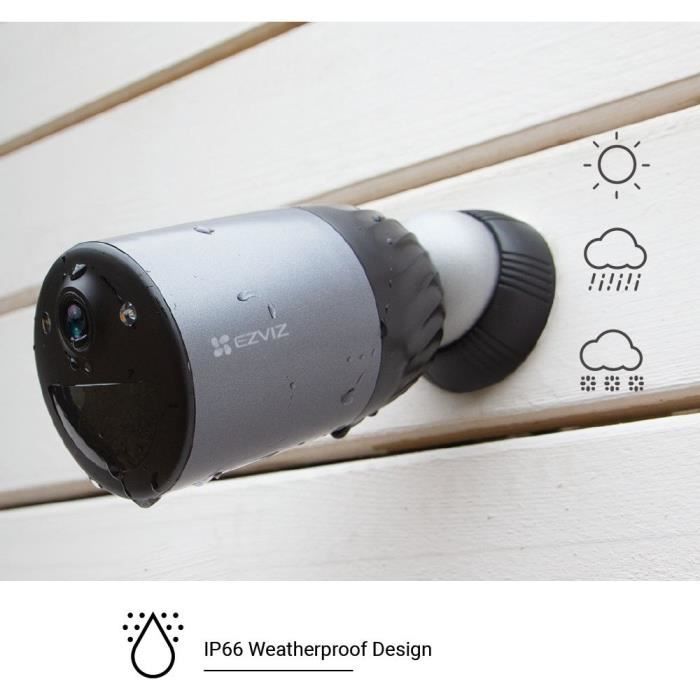 Kit caméra solaire - EZVIZ - BC1c 4K - Panneau solaire - Détection IA - Vision nocturne couleur - Batterie 10400mAh