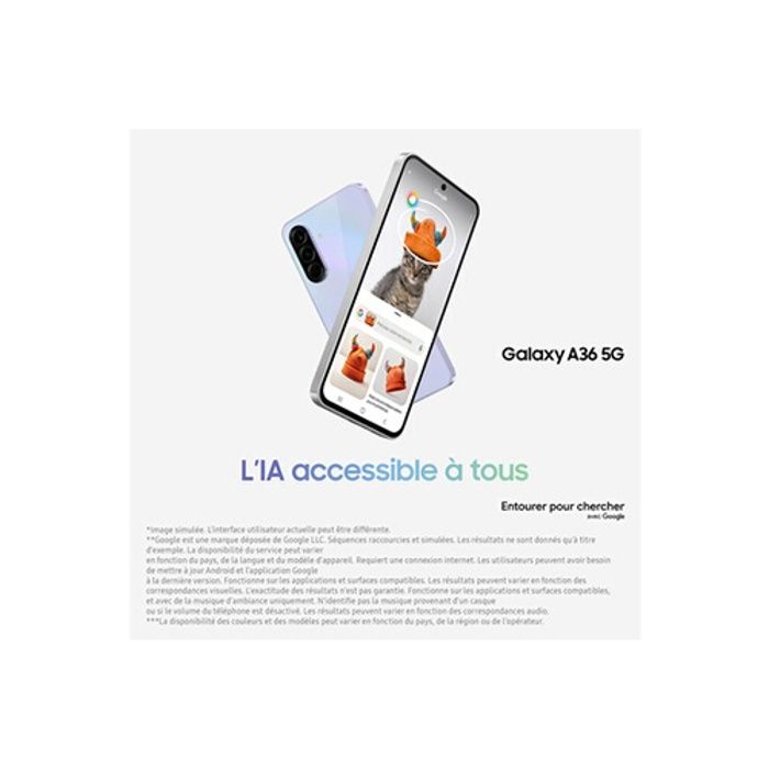 Smartphone Samsung Galaxy A36 6,7 5G Nano SIM 128 Go Blanc