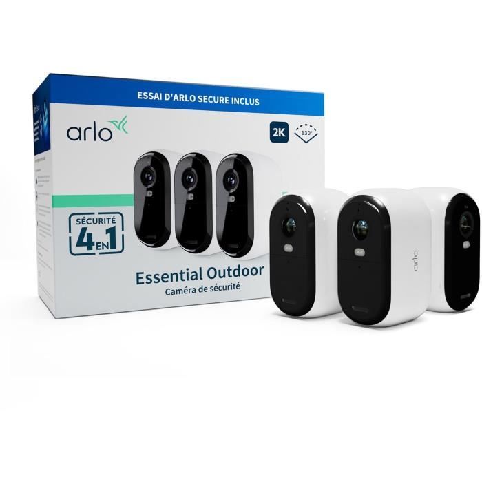 Caméra de sécurité connectée - ARLO - Essential2 - Pack de 3 - Résolution 2K - Vision nocturne couleur - Bestpower