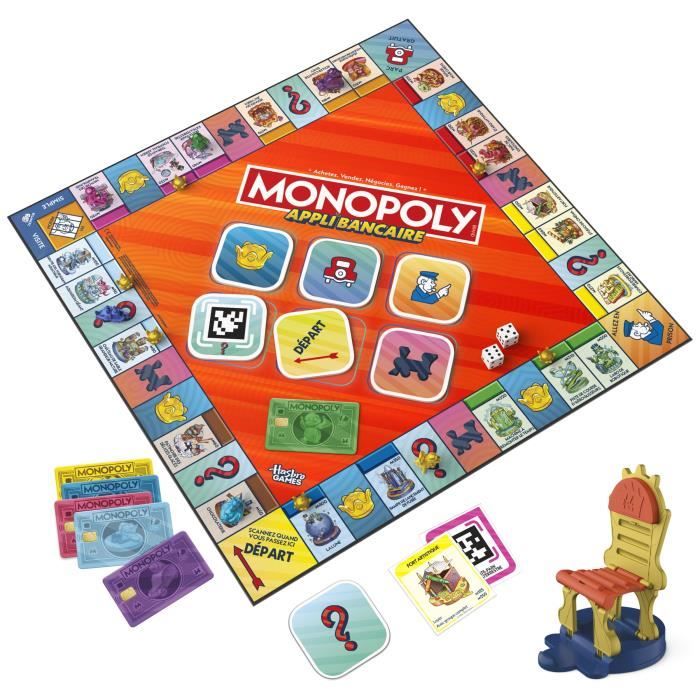 Monopoly Appli bancaire, jeu de plateau avec appli pour appareil type smartphone, des 8 ans - Bestpower