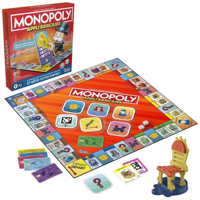 Monopoly Appli bancaire, jeu de plateau avec appli pour appareil type smartphone, des 8 ans - Bestpower