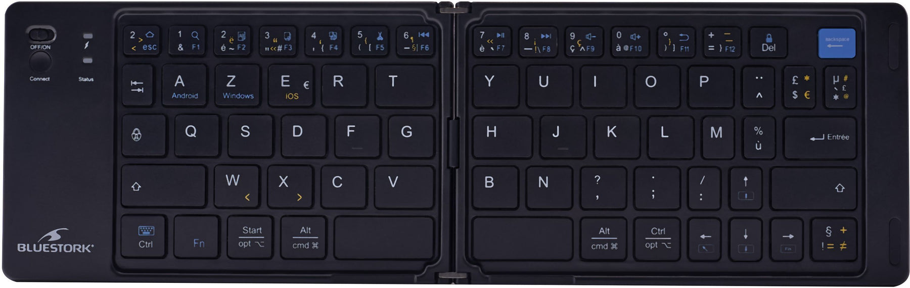 Clavier sans fil pliable - Ordinateur, tablette, smartphone, TV - Touches ciseaux - BLUESTORK - KB-MINI-FOLD/FR - AZERTY - Noir - Bestpower