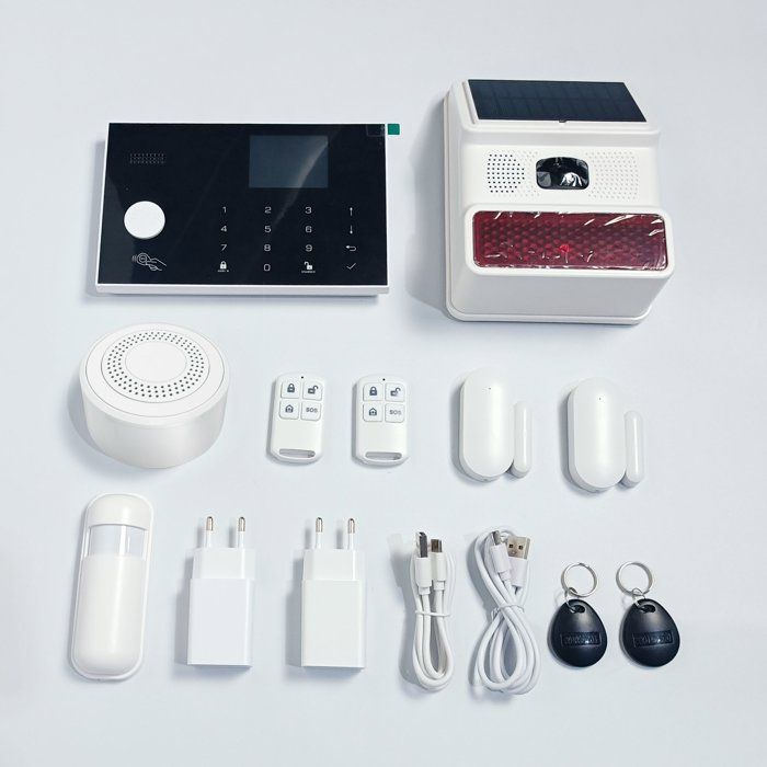 Kit alarme sans fil - LINK2HOME - Contrôle smartphone - Sirenes 90/100 dB - Accessoires complets + badges RFID