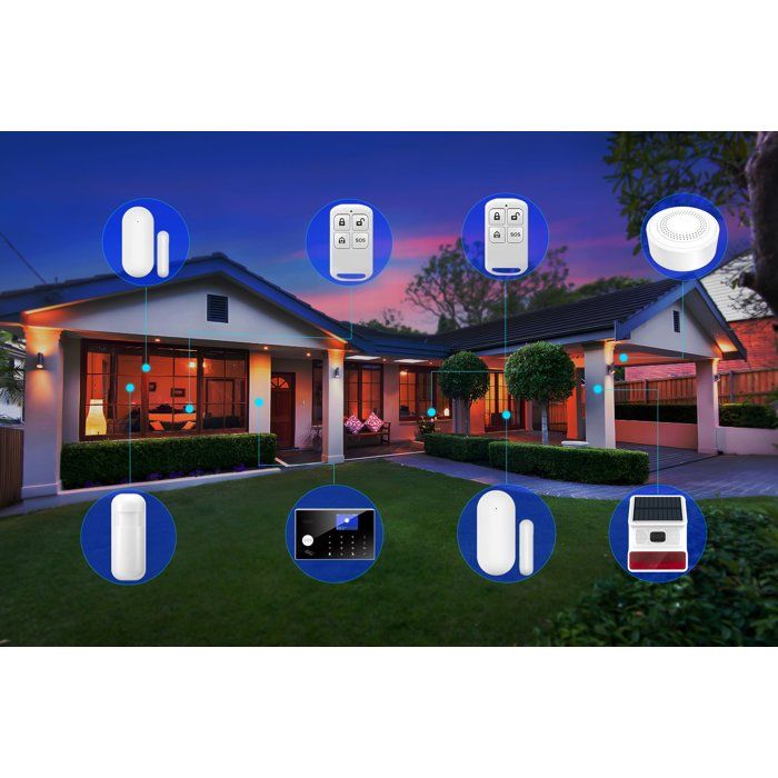 Kit alarme sans fil - LINK2HOME - Contrôle smartphone - Sirenes 90/100 dB - Accessoires complets + badges RFID