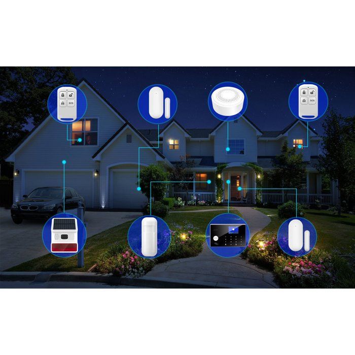 Kit alarme sans fil - LINK2HOME - Contrôle smartphone - Sirenes 90/100 dB - Accessoires complets + badges RFID
