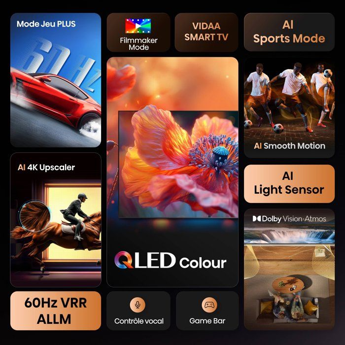Hisense 43E7S - TV QLED 43 (108 cm) - 4K UHD 3840x2160 - HDR10+ - Smart TV Vidaa - 3xHDMI 2.1 - WiFi