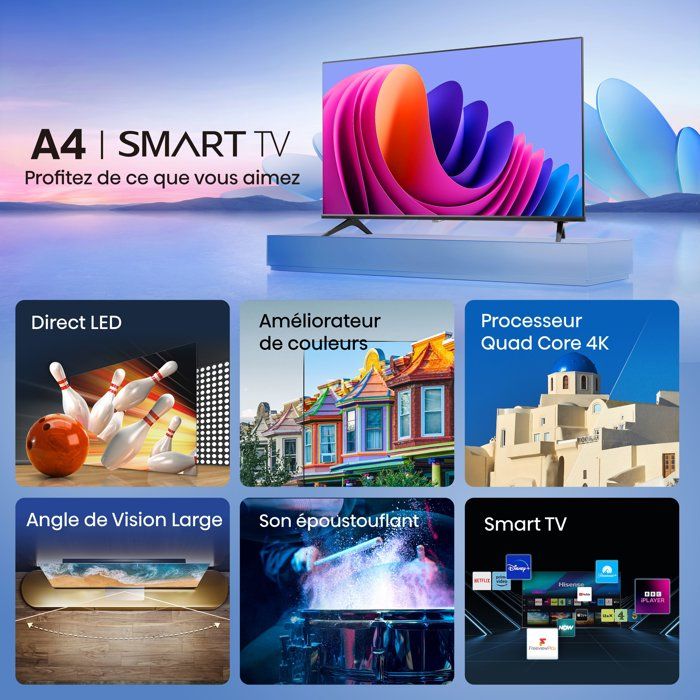 Hisense 32A4S - TV LED 32 (80 cm) - HD Ready 1366x768 - Smart TV - 2 HDMI 1.4 - WiFi