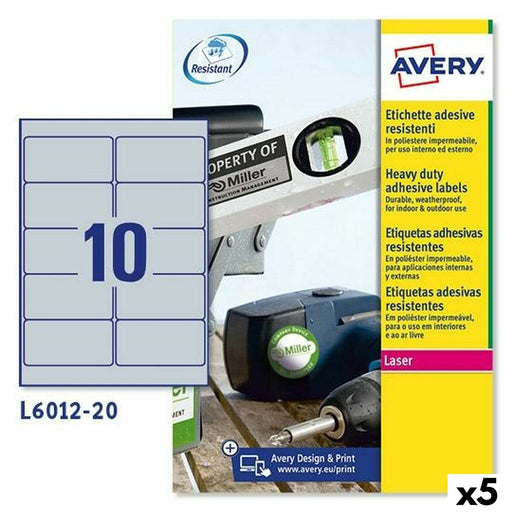 Etiquettes pour Imprimante Avery Argenté 20 Volets 96 x 50,8 mm (5 Unités)