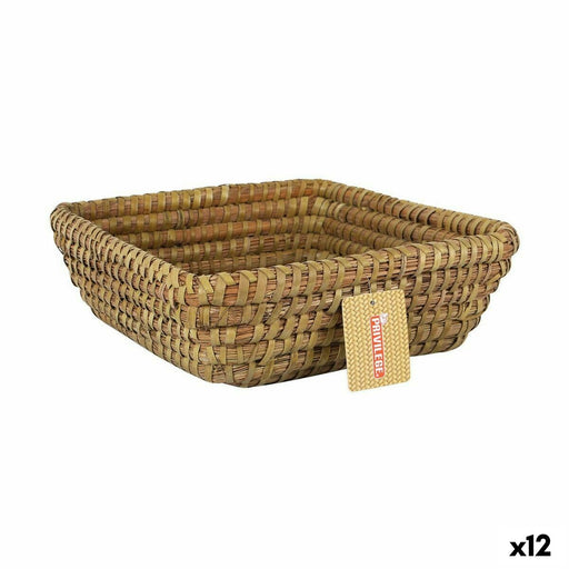 Multi-purpose basket Privilege Korne Brown wicker Squared 27 x 27 x 9 cm (12 Units)