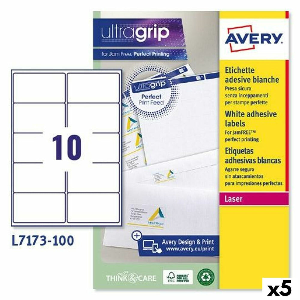 Etiquettes pour Imprimante Avery L7173 Blanc 100 Volets 99,1 x 57 mm (5 Unités)