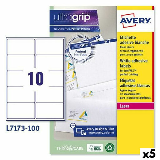 Etiquetas para Impresora Avery L7173 Blanco 100 Hojas 99,1 x 57 mm (5 Unidades)