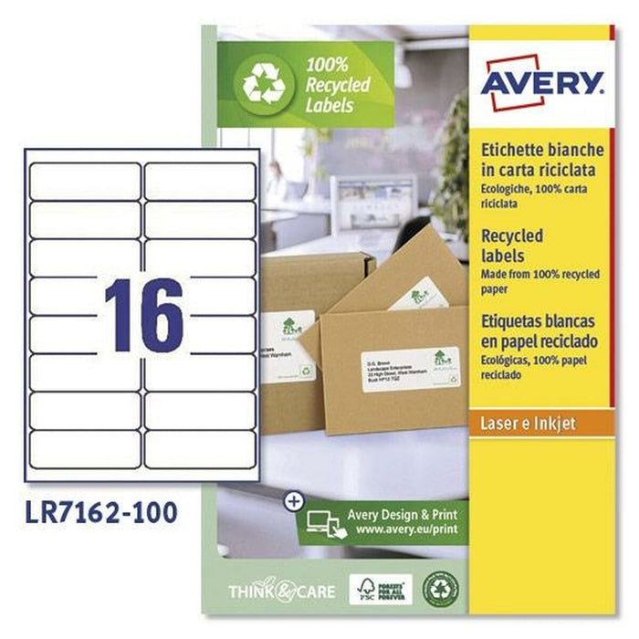 Etiquettes pour Imprimante Avery LR7162 Blanc 100 Volets 99,1 x 33,9 mm (5 Unités)