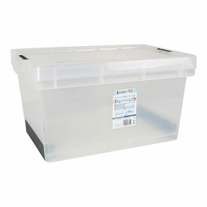 Storage Box with Lid Evolution Transparent 57 x 39 x 31 cm (4 Units) (60 x 40 x 30 cm)