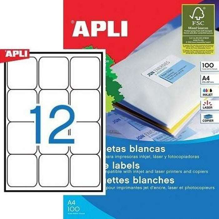 Adhesive labels Apli 100 Sheets White