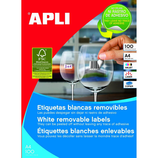 Etiquetas adhesivas Apli 100 Hojas Blanco 64,6 x 33,8 mm