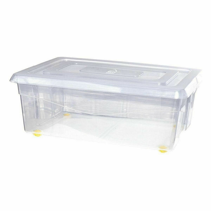 Boîte de rangement avec roues Avec couvercle Transparent 32 L (6 Unités)