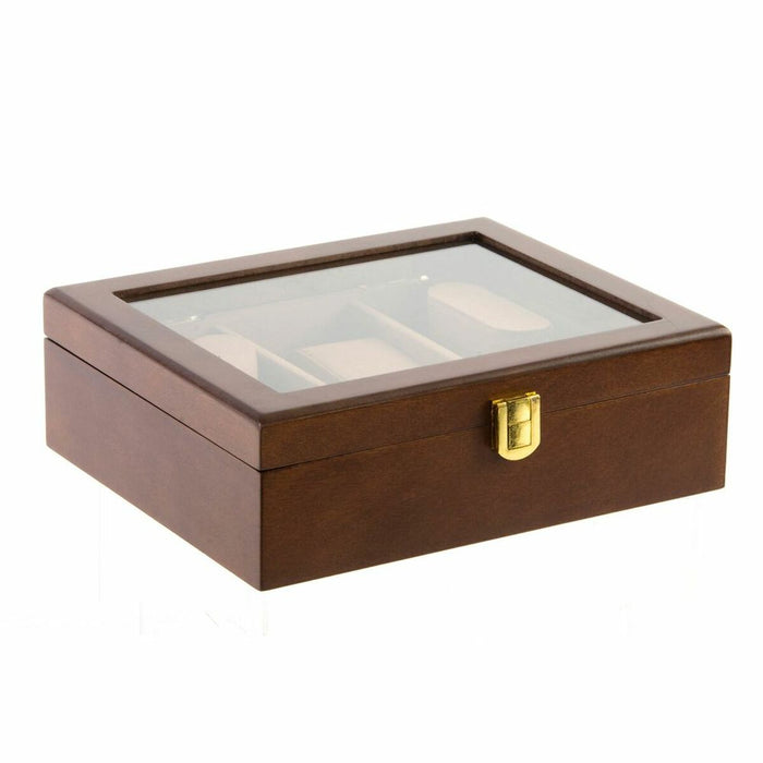 Jewelry box DKD Home Decor Brown Wood Crystal MDF Wood 21 x 18 x 8 cm