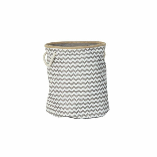 Cesta DKD Home Decor 8424001855773 38 x 38 x 45 cm Gris Poliéster Zig-zag Blanco Jute Boho