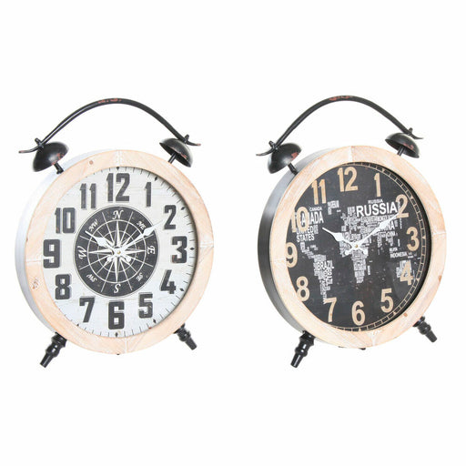 Reloj de Mesa DKD Home Decor 41 x 6,5 x 52,5 cm Cristal Natural Negro Blanco Hierro Vintage Madera MDF (2 Unidades)