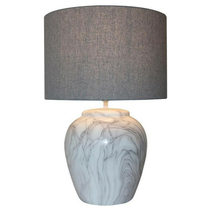 Desk lamp DKD Home Decor Canvas Ceramic Grey White (38 x 38 x 58 cm)