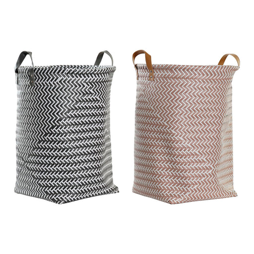 Panier à linge DKD Home Decor Géométrique Gris Beige Blanc Polyuréthane polypropylène 40 x 40 x 50 cm (2 Unités)