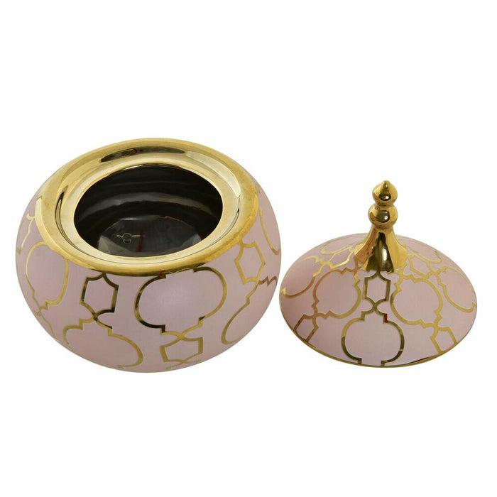 Jewelry box DKD Home Decor Porcelain Pink Golden 14 x 14 x 17 cm