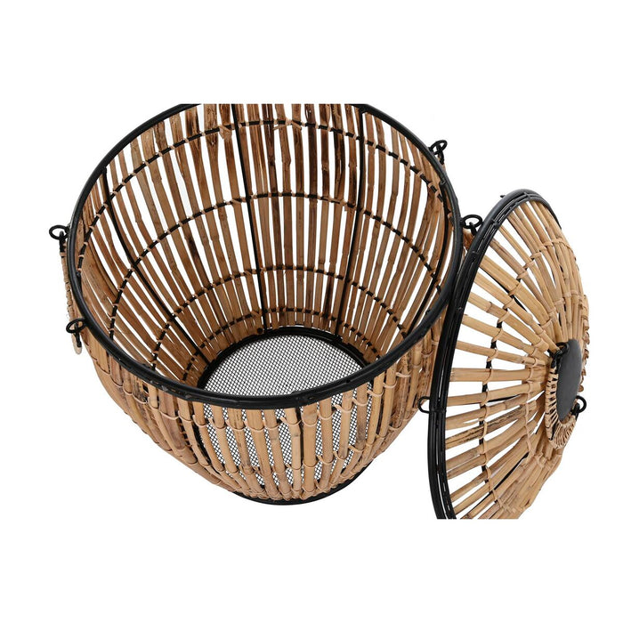 Set of Baskets DKD Home Decor Natural 48 x 48 x 55 cm Black Metal (2 Units)