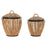 Set of Baskets DKD Home Decor Natural 48 x 48 x 55 cm Black Metal (2 Units)