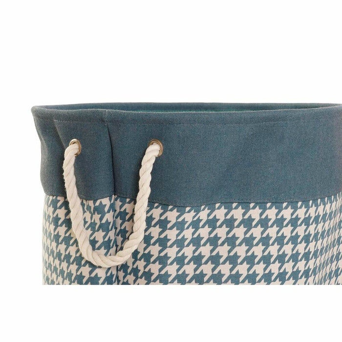 Laundry basket DKD Home Decor Houndstooth Grey Blue Yellow 45 x 45 x 45 cm (3 Units)