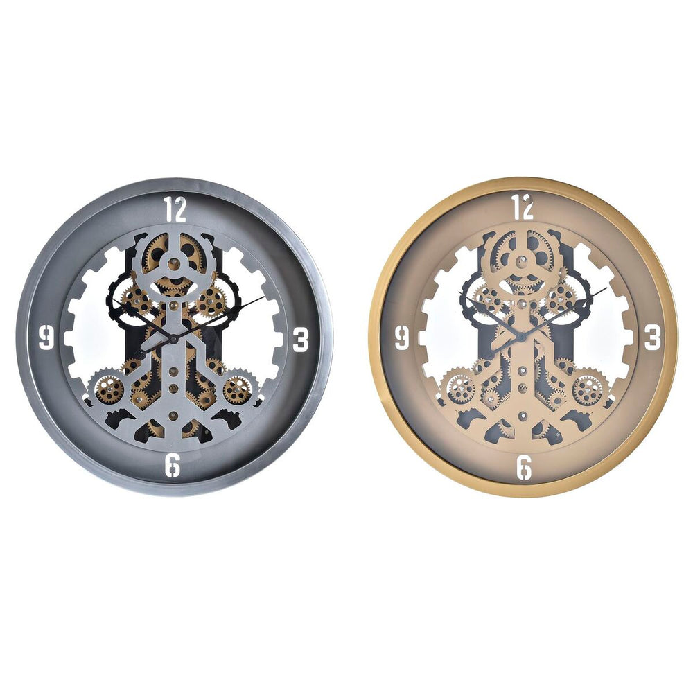 Reloj de Pared DKD Home Decor Cristal Plateado Dorado Hierro 50 x 8 x 50 cm (2 Unidades)
