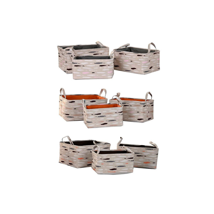Set de basket DKD Home Decor Marron Gris Orange 40 x 30 x 20 cm (3 Unités)