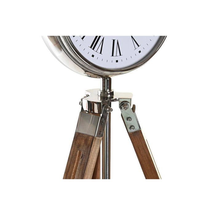 Horloge de table DKD Home Decor 22 x 40 x 80 cm Naturel Argenté Aluminium Tripode Bois de manguier Traditionnel