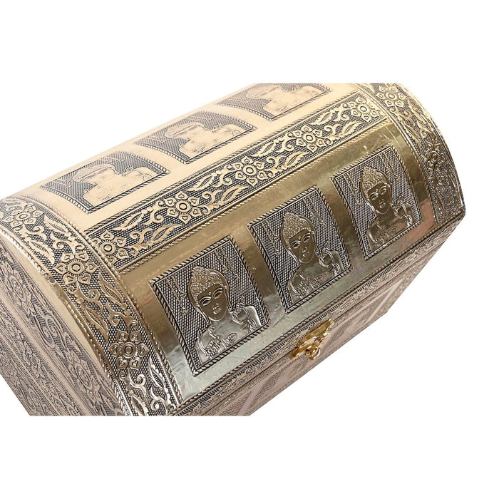 Jewelry box DKD Home Decor 25 x 15,5 x 18 cm Champagne Beige Wood Aluminium