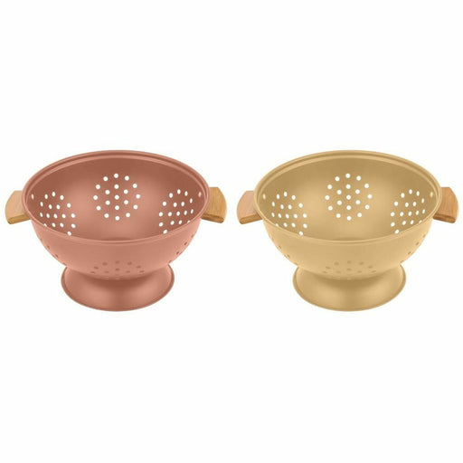 Pasta Drainer DKD Home Decor 30 x 24,5 x 14 cm Terracotta Stainless steel Yellow (2 Units)