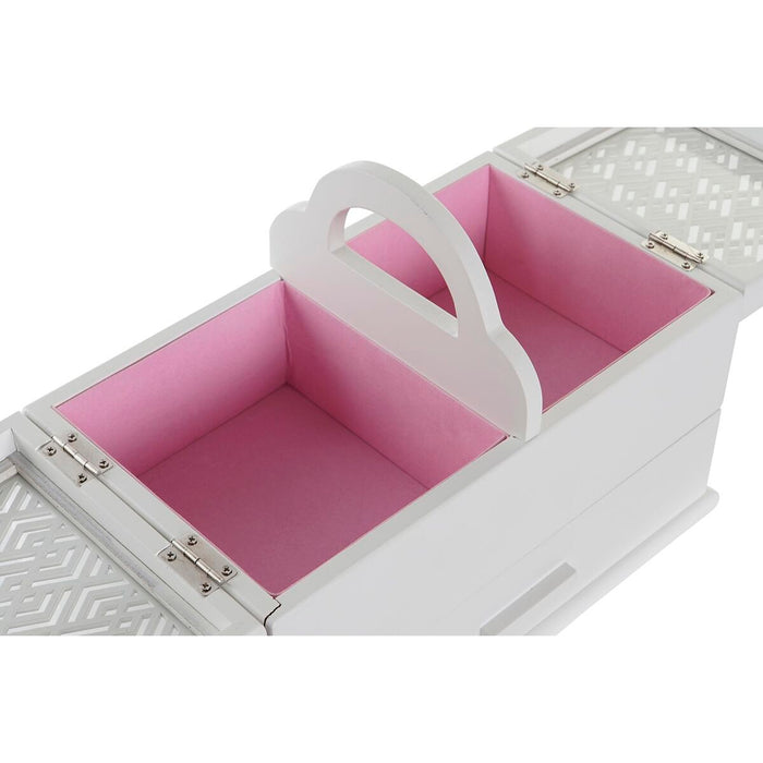 Boîte à bijoux DKD Home Decor 16 x 17 x 28 cm Blanc Rose clair Bois MDF