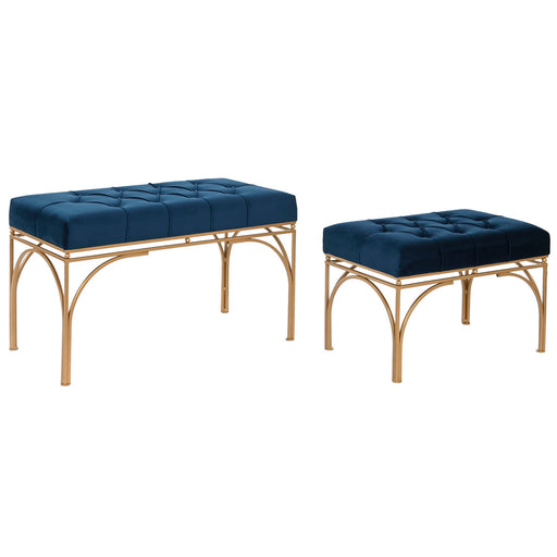 Banquette DKD Home Decor Bleu Doré Métal 80 x 40 x 48 cm (2 Unités)