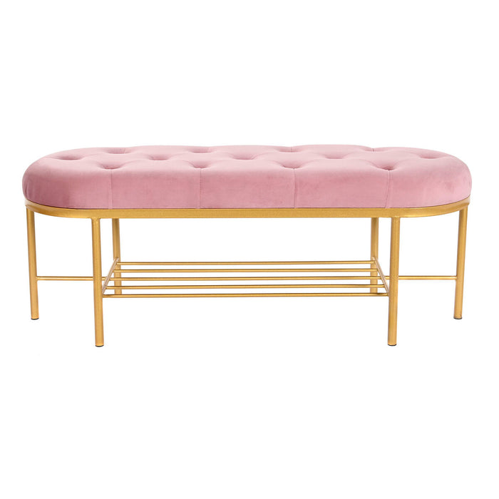 Banquette DKD Home Decor 100 x 35 x 40 cm Rose Doré Métal