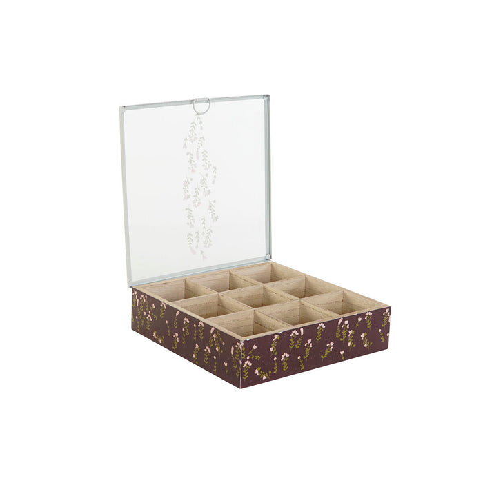 Box for Infusions DKD Home Decor Green Mustard Dark brown Metal Crystal MDF Wood (4 Units)