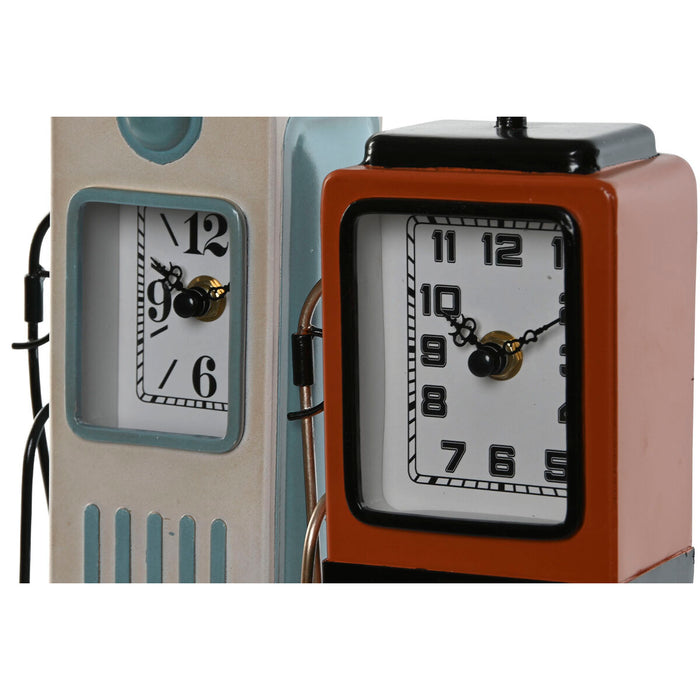 Horloge de table Home ESPRIT Bleu Orange Métal Verre Vintage 12 x 7,5 x 32 cm (2 Unités)