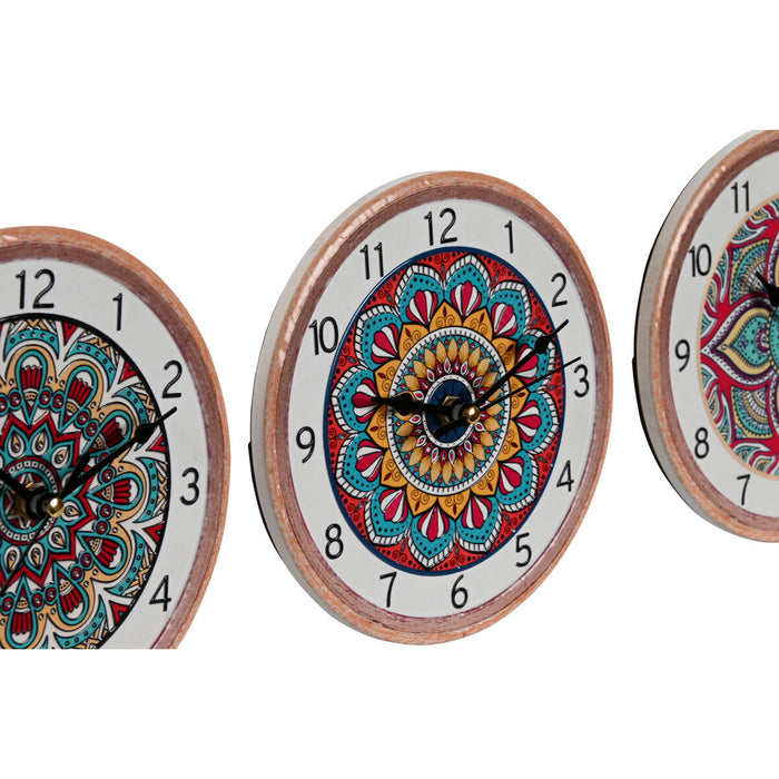 Table clock Home ESPRIT Ceramic Mandala 16 x 1 x 16 cm