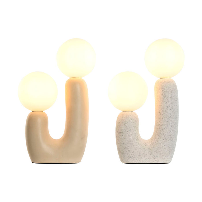 Desk lamp Home ESPRIT White Beige Ceramic Crystal 220 V 20 x 11 x 31 cm (2 Units)