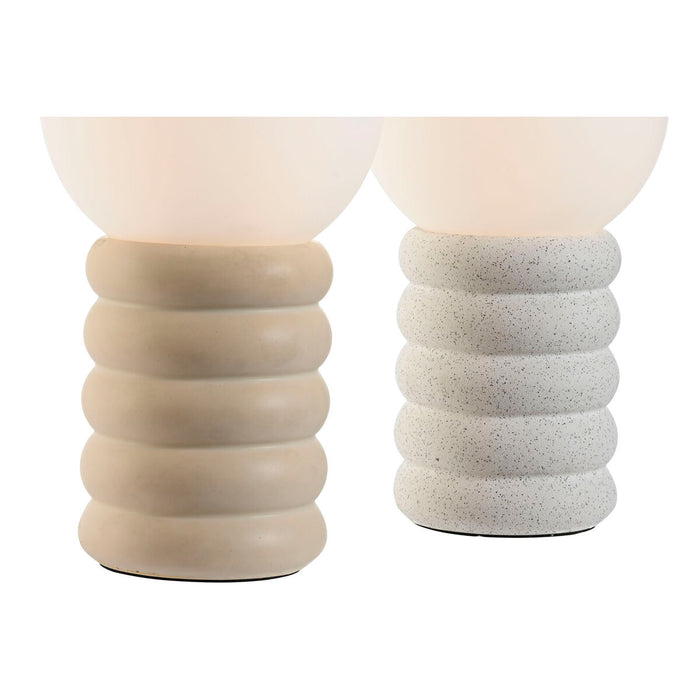 Desk lamp Home ESPRIT White Beige Ceramic Crystal 220 V 15 x 15 x 28 cm (2 Units)