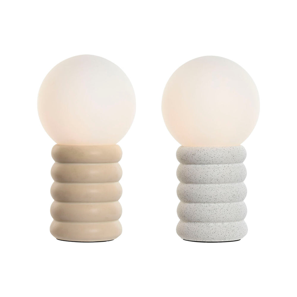 Lampe de bureau Home ESPRIT Blanc Beige Céramique Verre 220 V 15 x 15 x 28 cm (2 Unités)