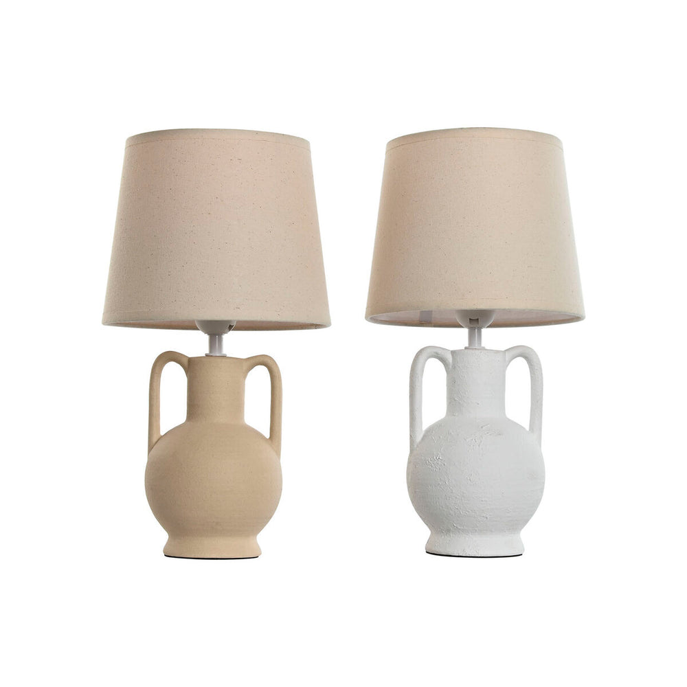 Lámpara de mesa Home ESPRIT Blanco Beige Cerámica 50 W 220 V (2 Unidades)