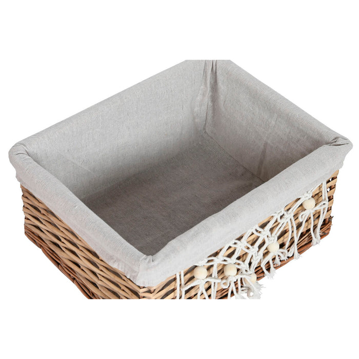 Laundry basket Home ESPRIT White Natural wicker Shabby Chic 47 x 35 x 55 cm 5 Pieces