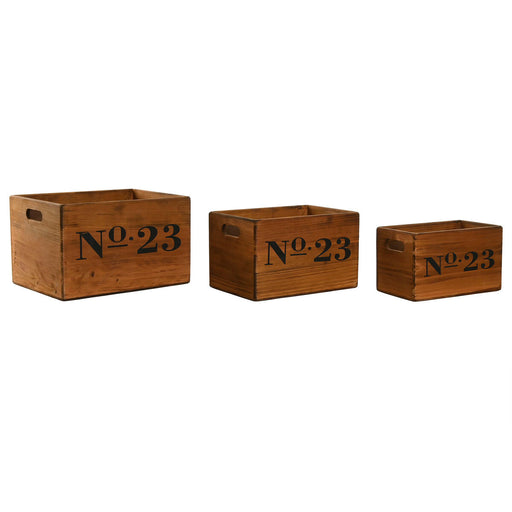 Boîtes de rangement Home ESPRIT N.23 Marron Bois d'épicéa 37 x 27 x 23 cm 3 Pièces