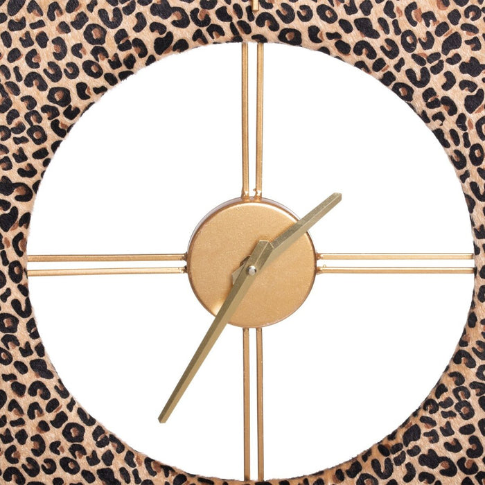 Wall Clock 48 x 3,5 x 48 cm Synthetic Fabric Metal Leopard