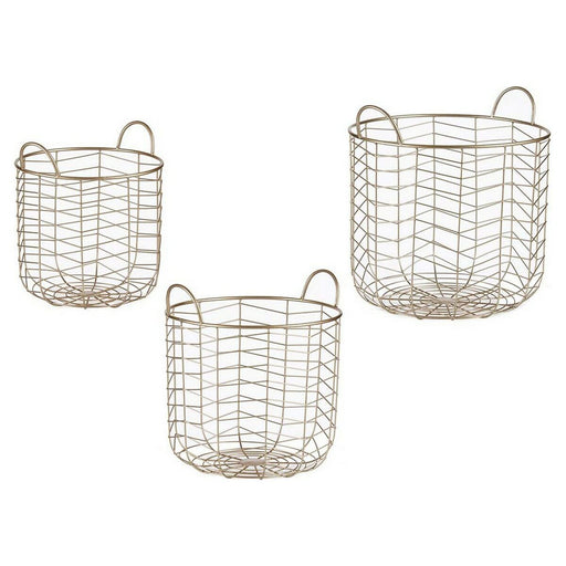 Set of Baskets Circular Golden Metal (3 pcs)